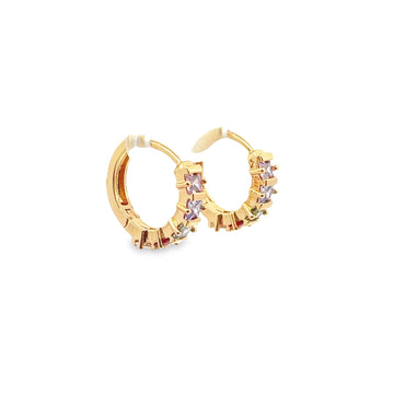 Hailey Confetti Multi-Stone Huggies Earrings