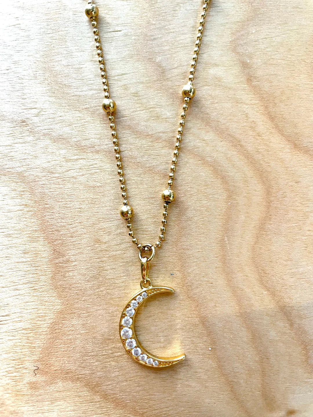 Necklace - Crescent Moon on 24KG Chain - SALE!