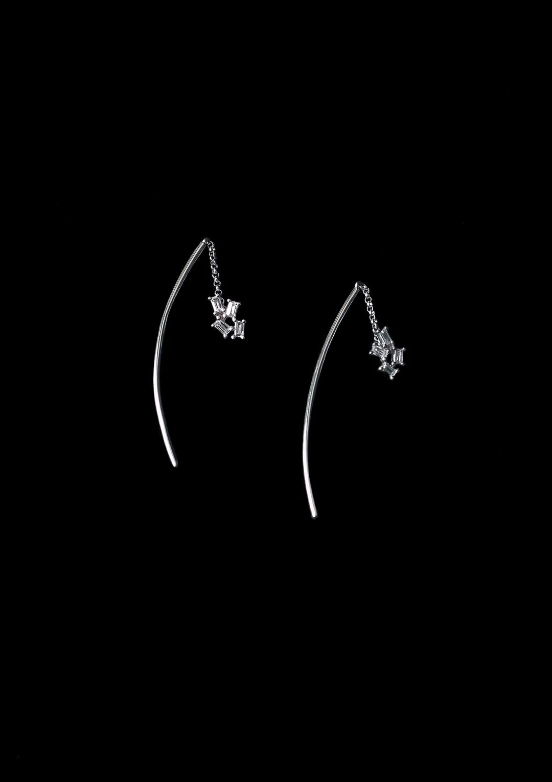 Verona 14kg Diamond Baguette Threader Earrings