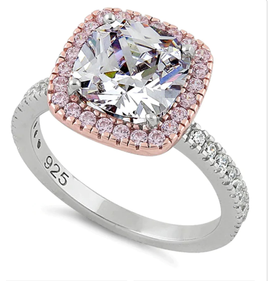 Ring - SS Beatrice Two Tone RGP Cushion Cut