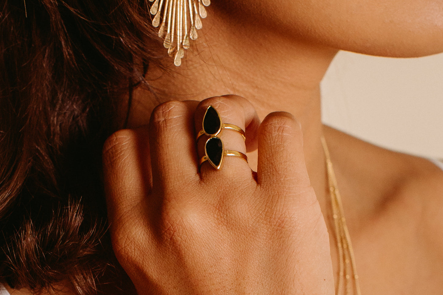 Isla Double Pear Onyx Ring