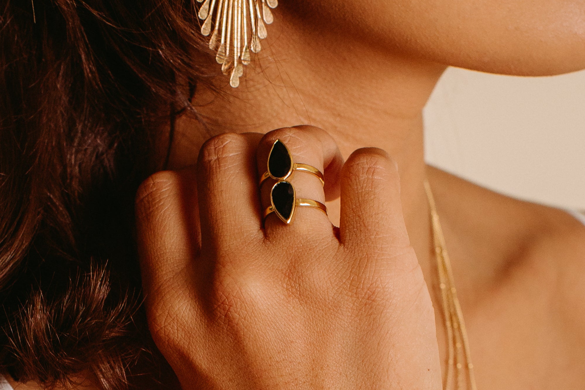 Isla Double Pear Onyx Ring